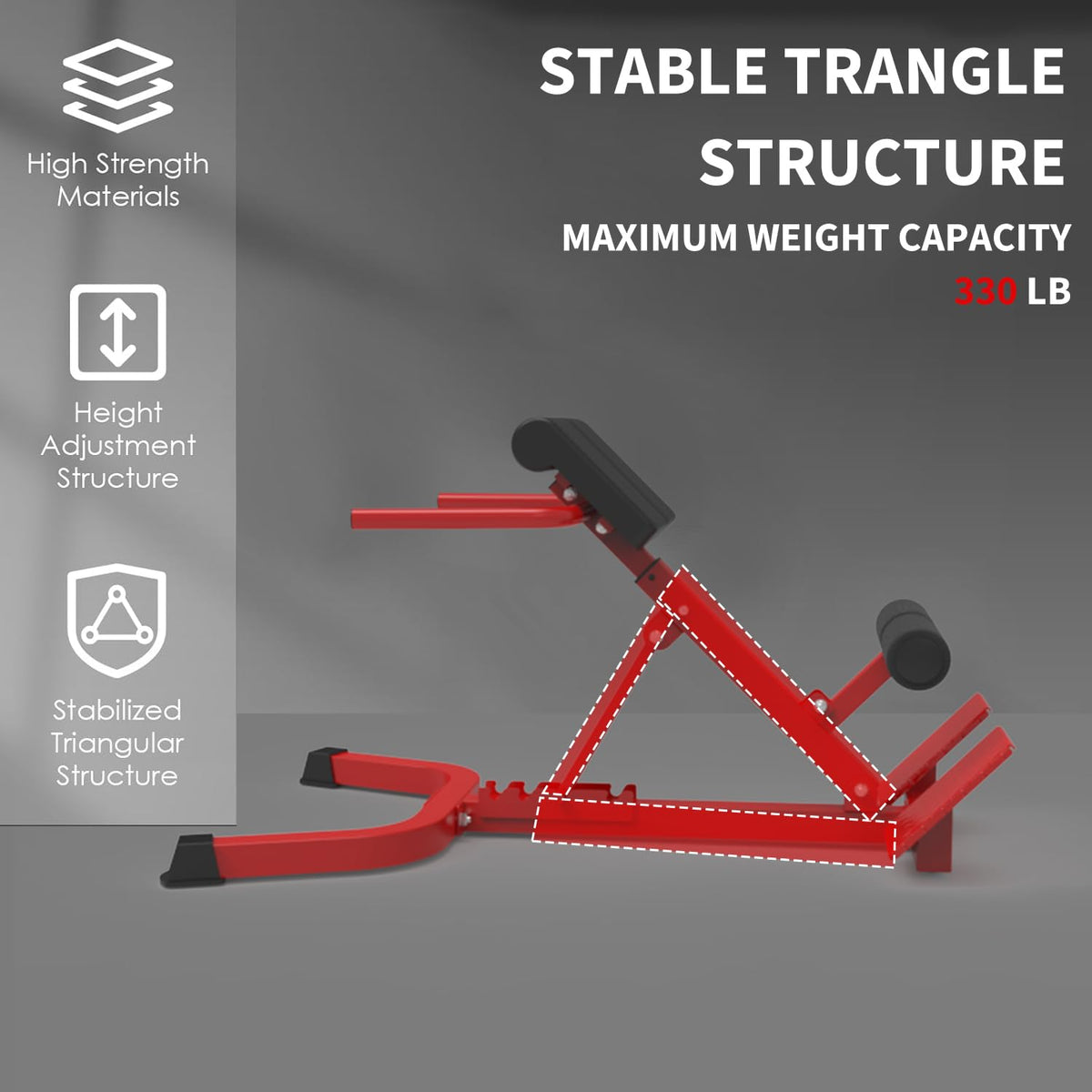 Garvee Adjustable Home Roman Chair, Multi-Angle Back Extension Bench, Abdominal Core Training Board with Foldable Anti-Slip Base