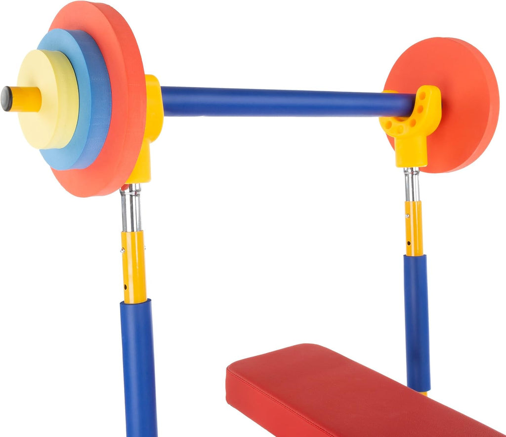 Hey! Play! Kids Exercise Equipment Collection: Strength Training, Cardio, Endurance, and Active Play Essentials - Kids Weight Bench Set