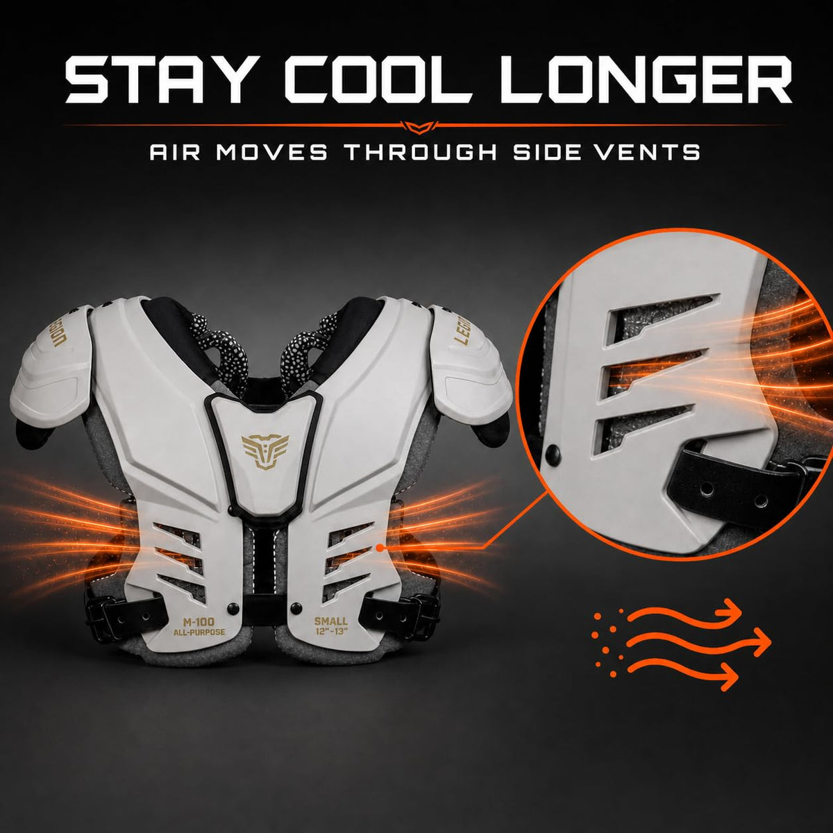 Legion Youth Football Shoulder Pads, Patents Pending, Lightweight, Optimized Mobility, Enhanced Impact Protection, Industry-Best Ventilation and Cooling