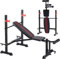 OLIXIS Adjustable Weight Bench Set with Rack, 650 LBS Capacity Heavy Duty Foldable Bench Press Set with Leg Extension Curl, Easy Assembly Strength Training Workout Set for Garage, Home, Gym