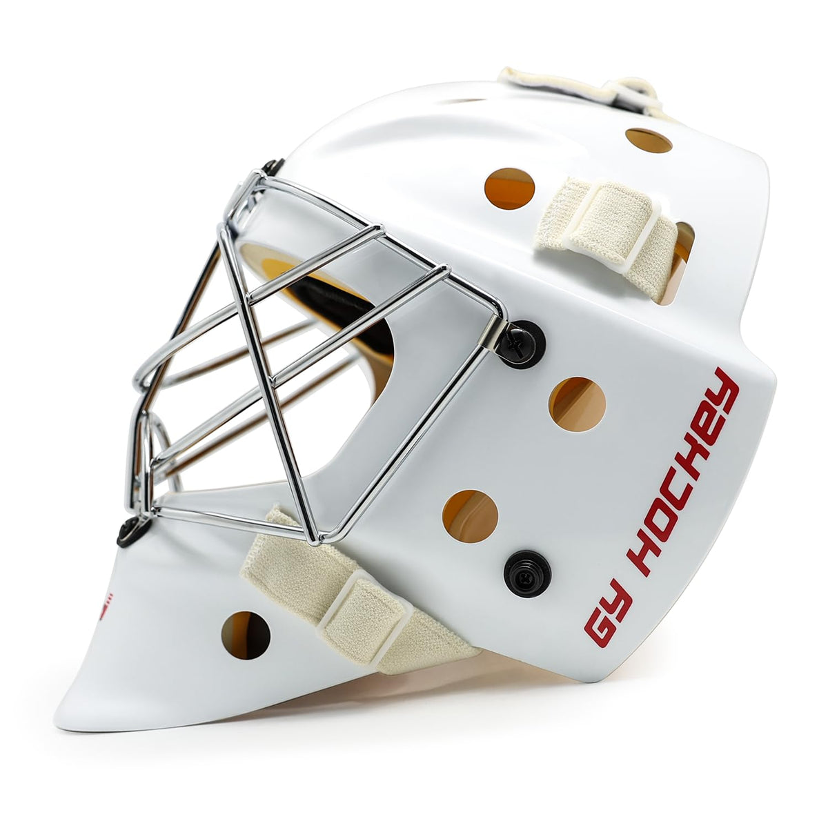 GY Hockey Helmet Combo with Facemask Senior Ice Hockey Goalie Helmet Adult/Cat-Eye Cage, Professional PC & ABS Shell/ 304 Stainless Steel Face Cage/Dual-Layer Lining