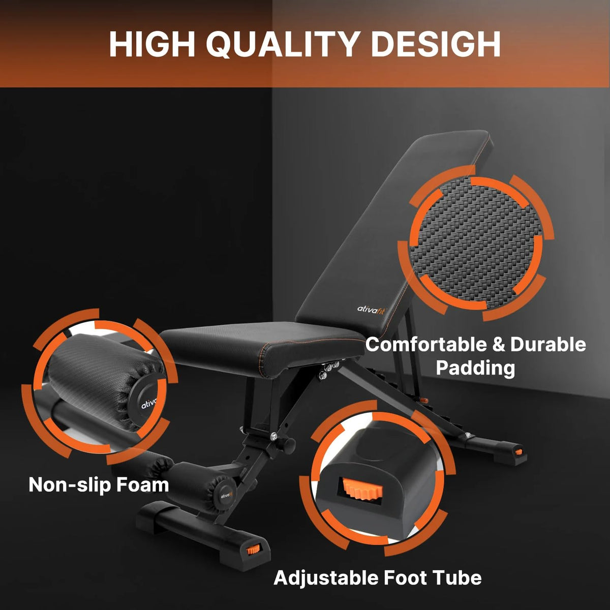ATIVAFIT Adjustable Dumbbell Set with Workout Bench, 50/66/88 LB Pair with Quick Dial Adjustment & Safety Lock, Foldable Adjustable Weight Bench for Full Body Home Gym Strength Training, Space-Saving Fitness Equipment