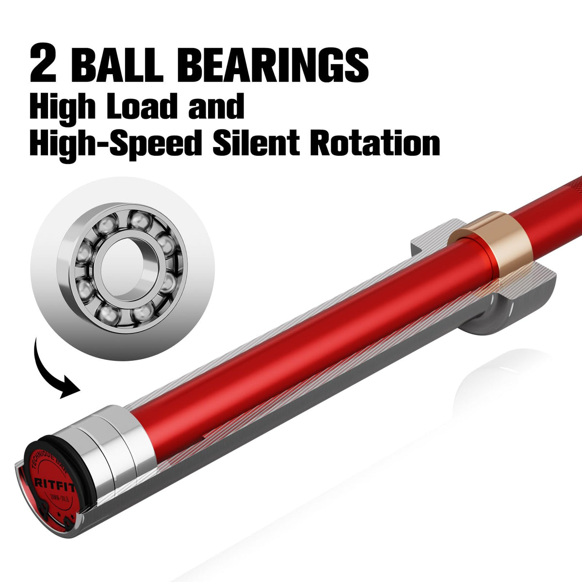 RITFIT Olympic Barbell 4ft/6ft - 2 Inch Weight Bar for Strength Training, Weightlifting, Squat, Deadlift, Bench Press, Curl, Overhead Press - 350lbs/500lbs Capacity
