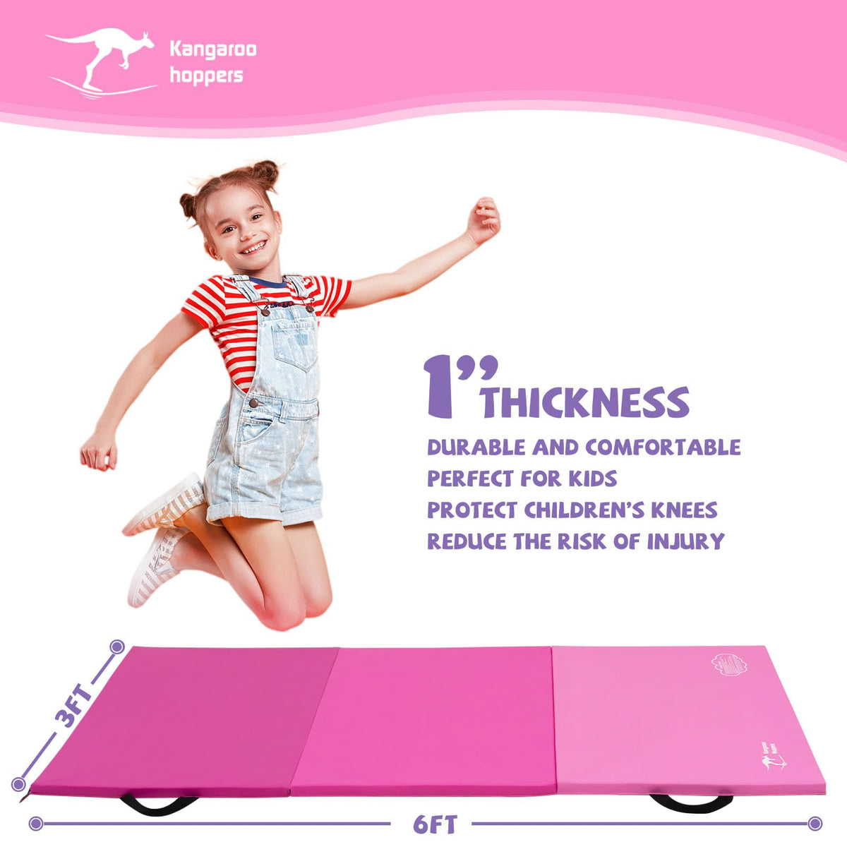 Kangaroo Hoppers Gymnastics Tumbling Mats Foldable Gym Tumble Mat for Kids