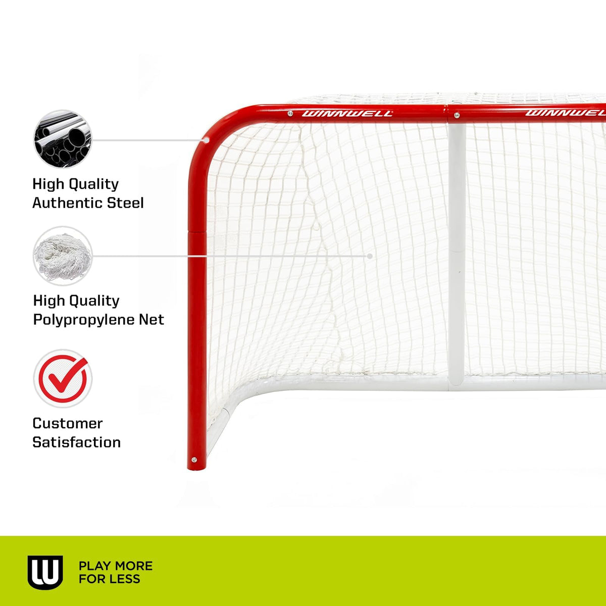 Winnwell Heavy Duty Hockey Net - Indoor & Outdoor Goal Equipment - Essential Training Gear for Ice Hockey Pucks