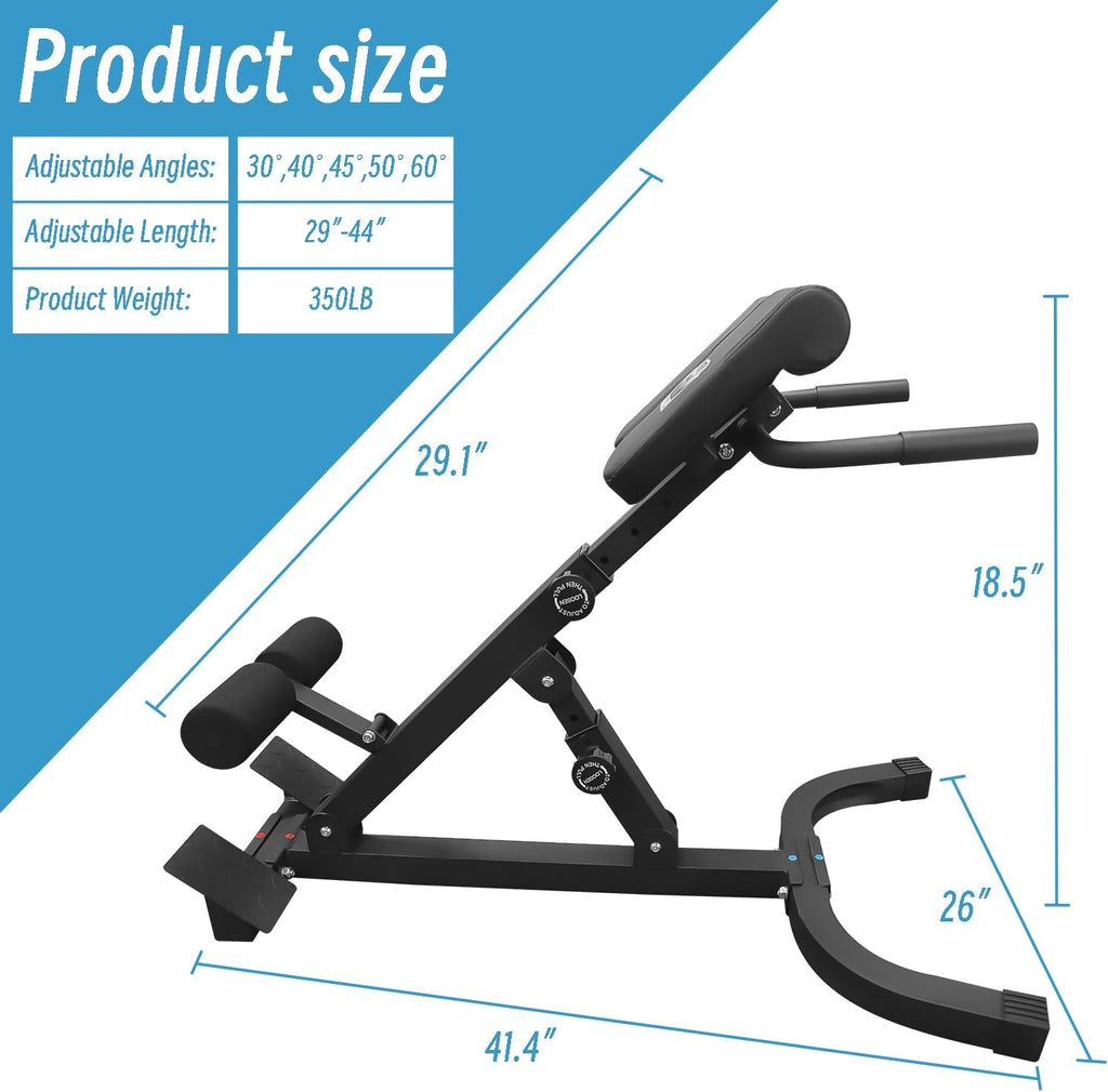 Roman Chair Hyper Back Extension Machine, Foldable for Home Gym
