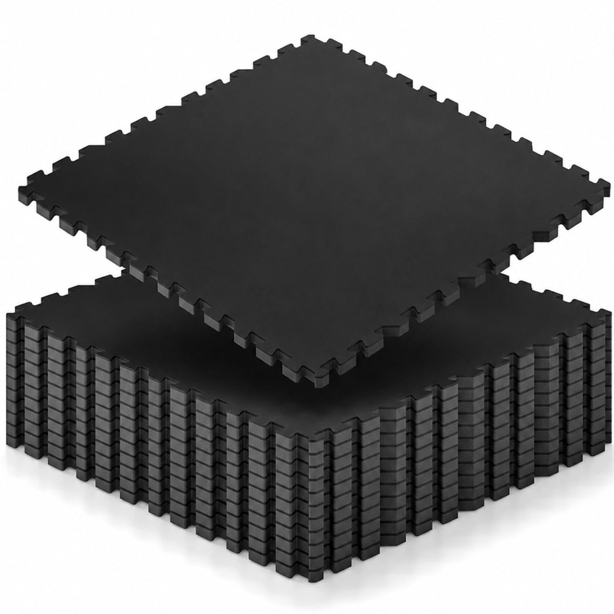 0.6" Thicker 12 Pcs Rubber Top Gym Flooring for Home Gym, Gym Mat