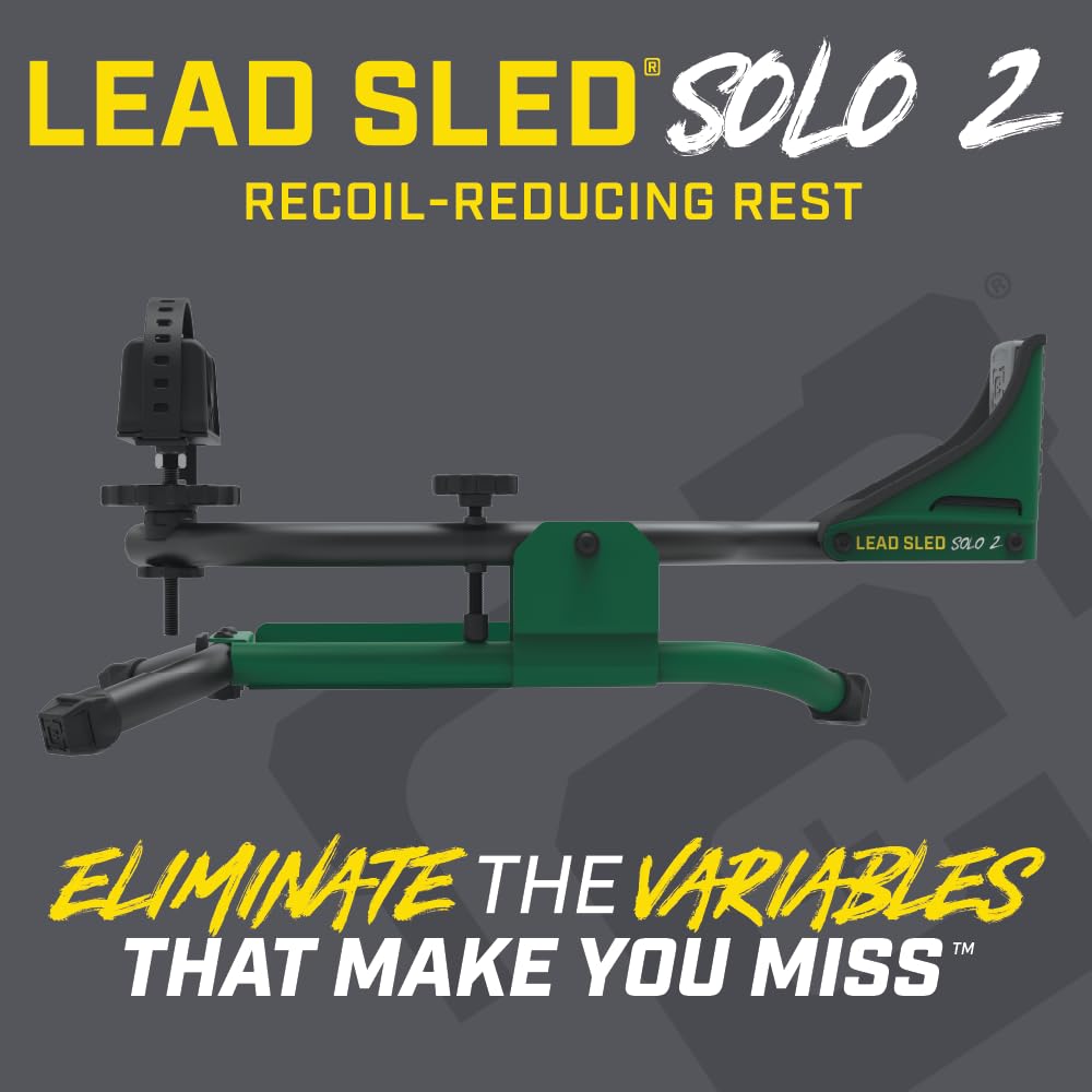 Caldwell Lead Sled Solo Shooting Rest with Offset Frame, Recoil Reducing Pad, Adjustable Front Rest, Heavy-Duty Steel, for Range Shooting, Hunting
