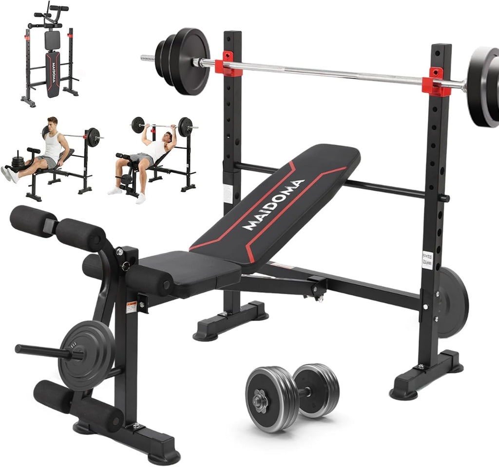 MAIDOMA 1500LBS Foldable 8 IN 1 Weight Bench with Upgraded Leg Extension
