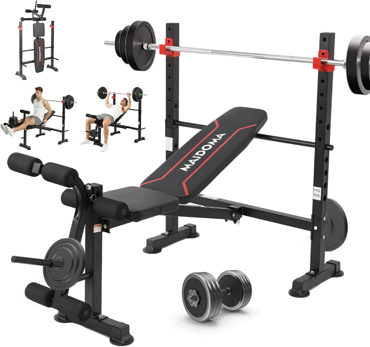 MAIDOMA 1500LBS Foldable 8 IN 1 Weight Bench with Upgraded Leg Extension
