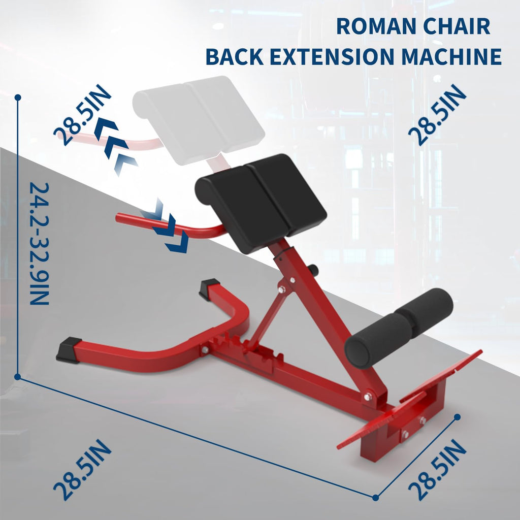 Garvee Adjustable Home Roman Chair, Multi-Angle Back Extension Bench, Abdominal Core Training Board with Foldable Anti-Slip Base