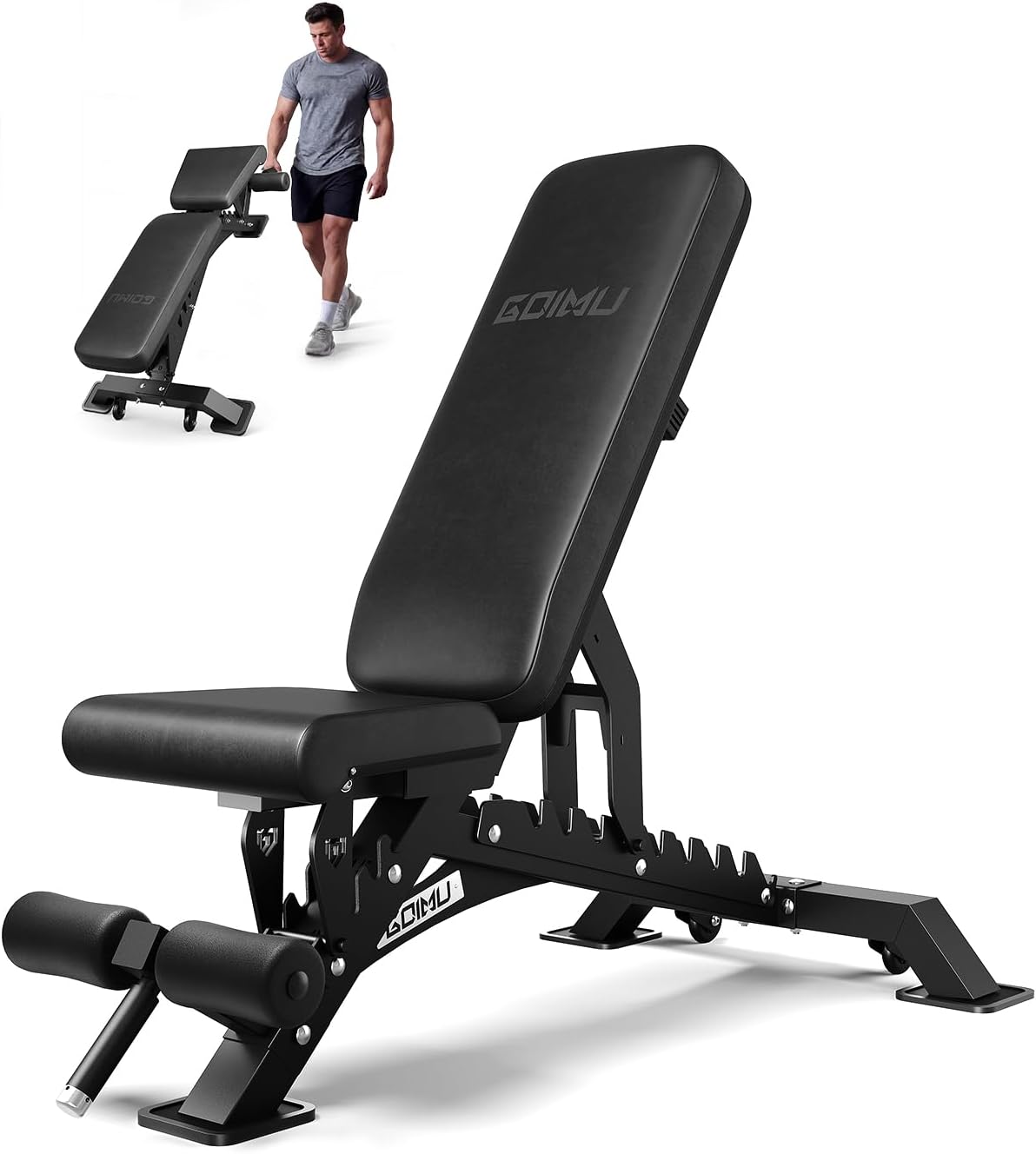WB01 Adjustable Weight Bench, 1300LB Heavy Duty Workout Bench for Home Gym, Multi-Angle Gym Bench with Thickened Steel Frame, Incline Decline Flat Bench for Full Body Training & Bench Press