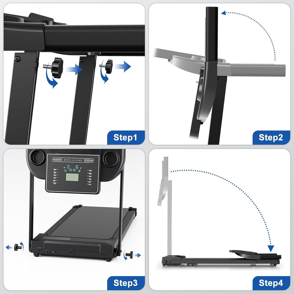 Treadmills for Home Walking Pad Machine- Foldable Treadmill with Handle Bar for Running Jogging Gym Compact Portable Small Caminadora Electrica Folding Quiet Tred Mills Motor & LED Dispay Pcrignbm