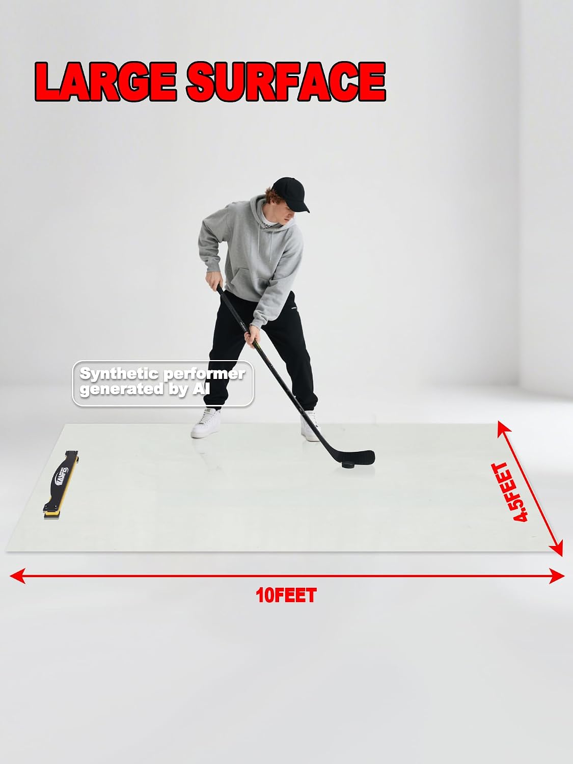 kasifei Portable Roll-Up Hockey Shooting Pad with Rebounder, Large 4.5 Foot x 10 Foot Size Professional Hockey Training Equipment for Shooting, Passing and Stickhandling