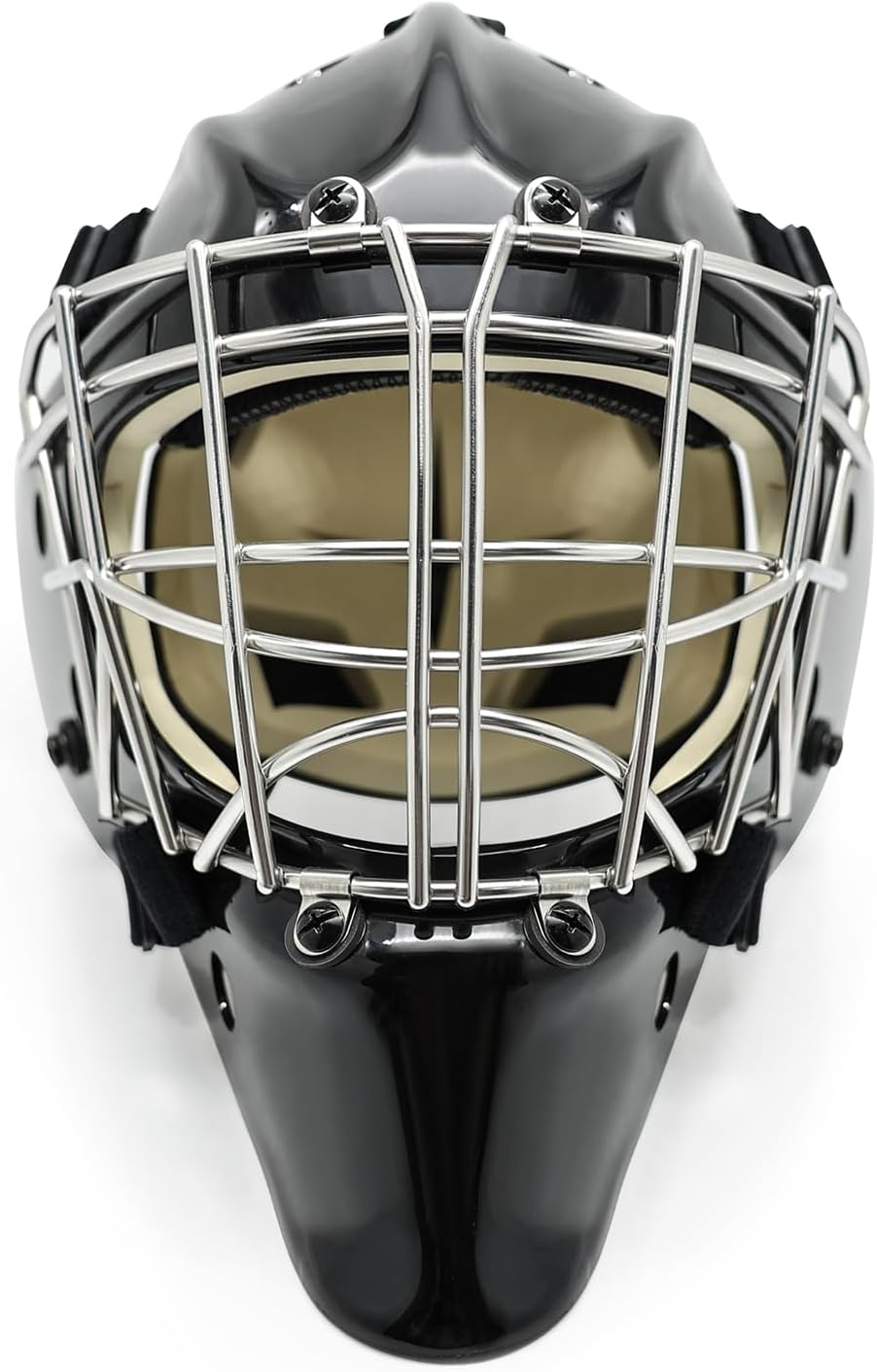 GY Hockey Helmet Combo with Facemask Senior Ice Hockey Goalie Helmet Adult/Cat-Eye Cage, Professional PC & ABS Shell/ 304 Stainless Steel Face Cage/Dual-Layer Lining