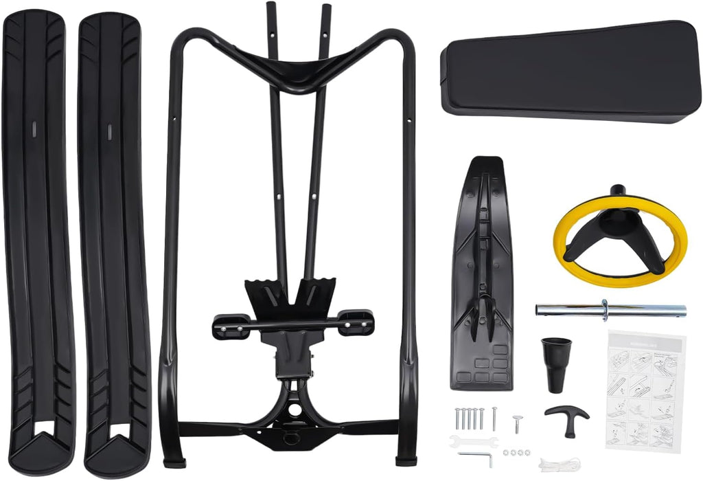 Snow Racer Sled, Steerable Ski Slider with Twin Serrated Brakes, 220lbs Load Capacity Winter Sport Sled for Adults Children