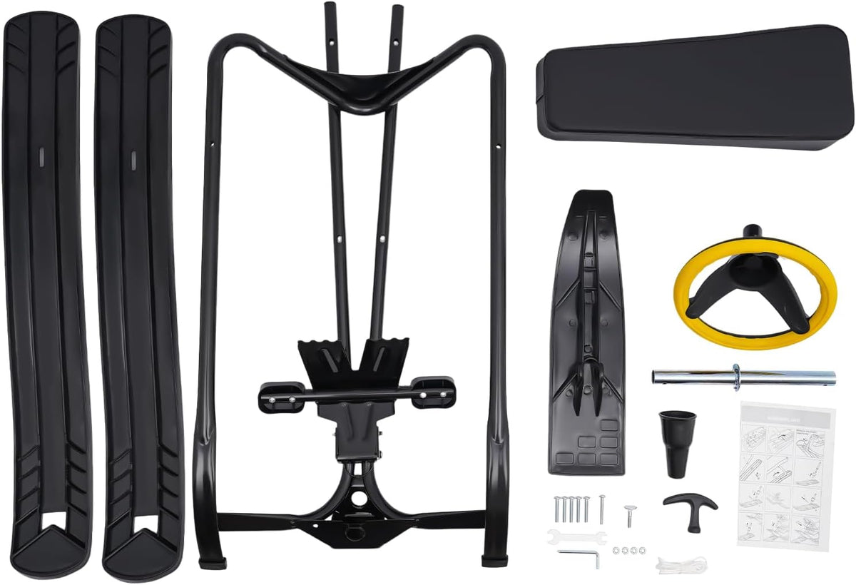 Snow Racer Sled, Steerable Ski Slider with Twin Serrated Brakes, 220lbs Load Capacity Winter Sport Sled for Adults Children