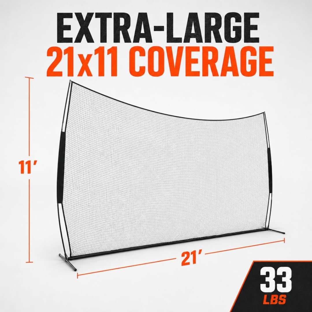 CRANKSHOOTER Lacrosse Backstop - Pop-Up Backstop for Training and Practice - Heavy Duty Training Equipment - 21' x 11' Collapsible Barrier Wall - Easy Setup & Take Down - Includes Travel Case