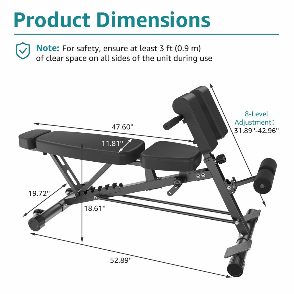 OLIXIS Adjustable Weight Bench, 660 LBS Foldable Workout Bench Press