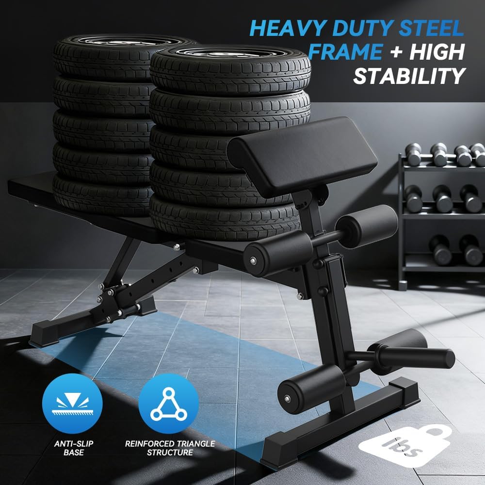 Adjustable Weight Bench with Preacher Curl Pad & Leg Developer, Multi-Functional Strength Training Bench for Home Gym, Incline/Decline/Flat Workout Bench for Full-Body Exercise