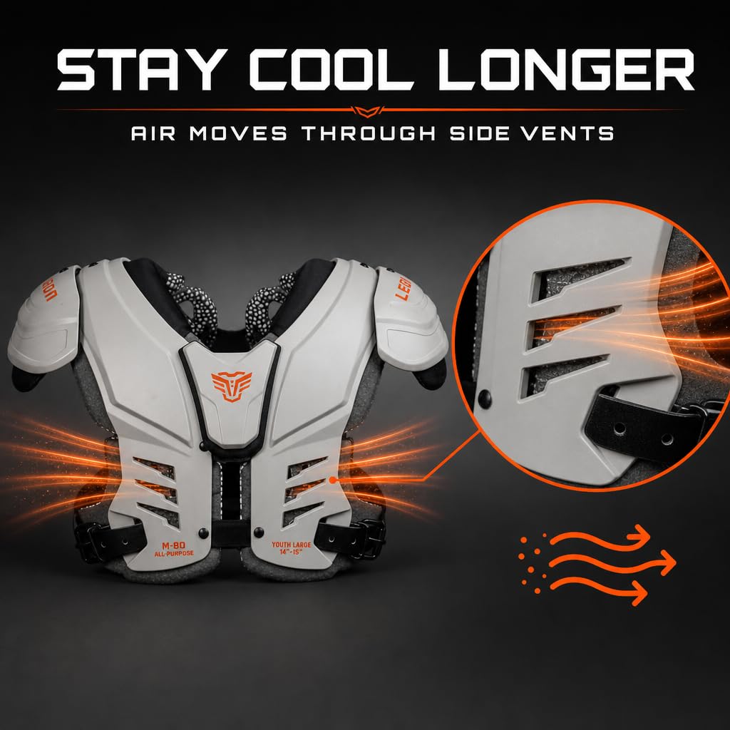 Legion Youth Football Shoulder Pads, Patents Pending, Lightweight, Optimized Mobility, Enhanced Impact Protection, Industry-Best Ventilation and Cooling