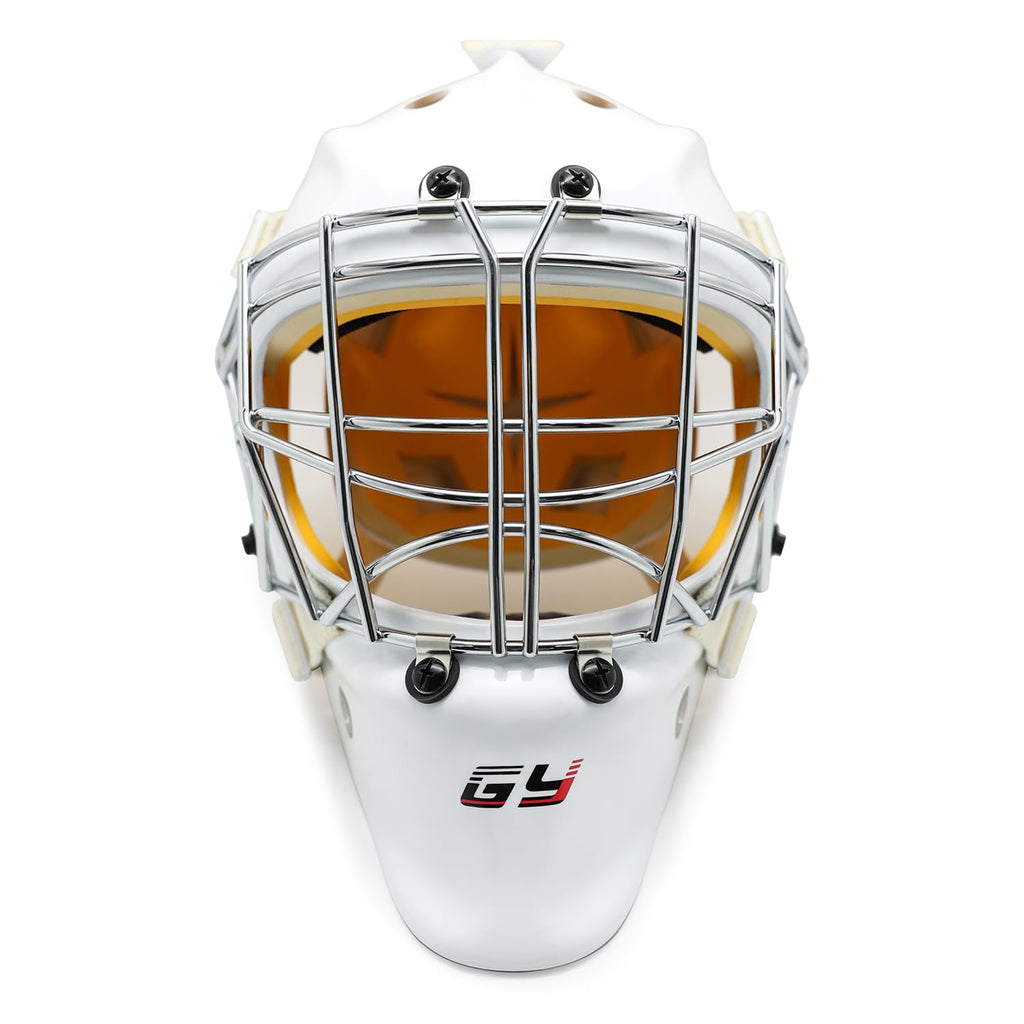 GY Hockey Helmet Combo with Facemask Senior Ice Hockey Goalie Helmet Adult/Cat-Eye Cage, Professional PC & ABS Shell/ 304 Stainless Steel Face Cage/Dual-Layer Lining