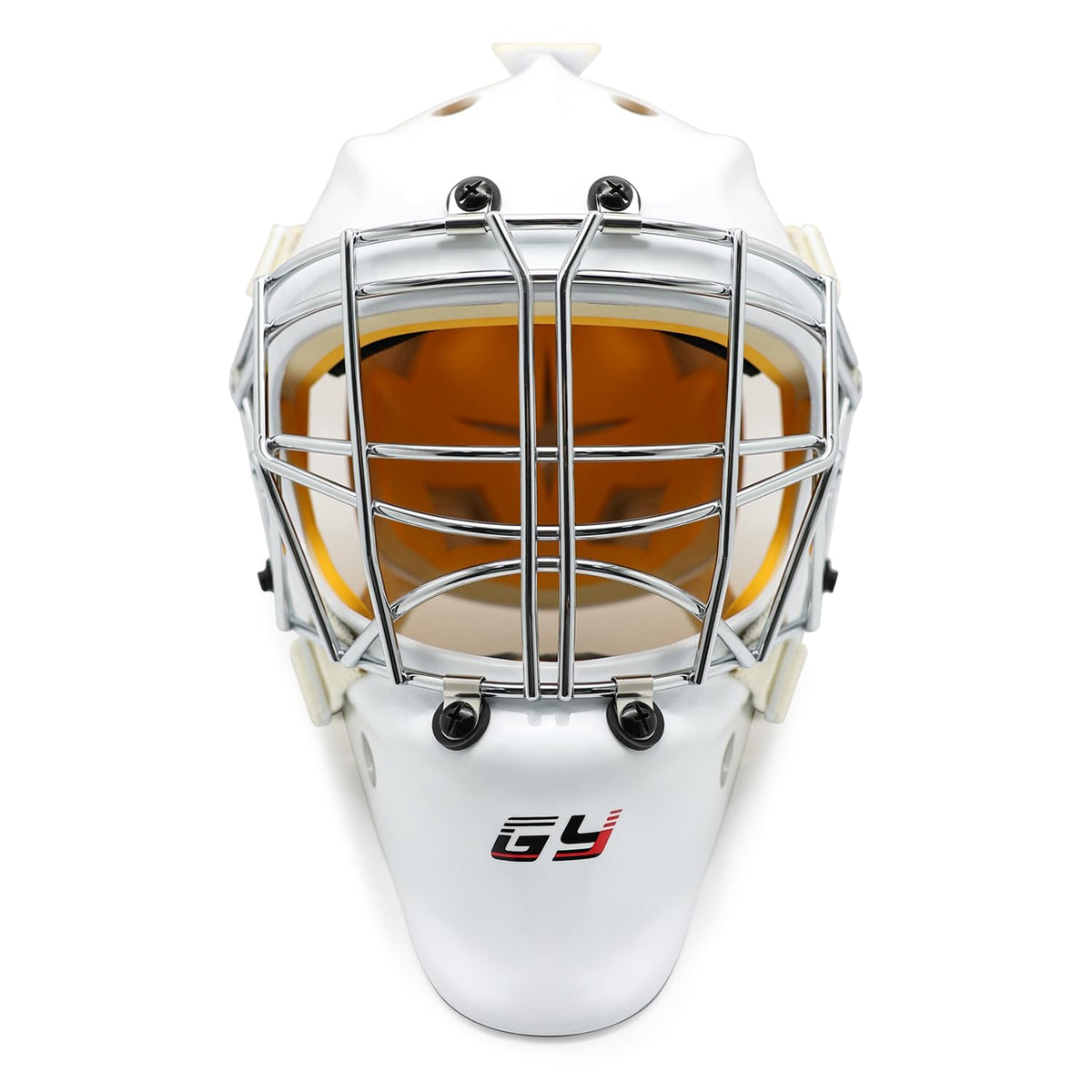 GY Hockey Helmet Combo with Facemask Senior Ice Hockey Goalie Helmet Adult/Cat-Eye Cage, Professional PC & ABS Shell/ 304 Stainless Steel Face Cage/Dual-Layer Lining