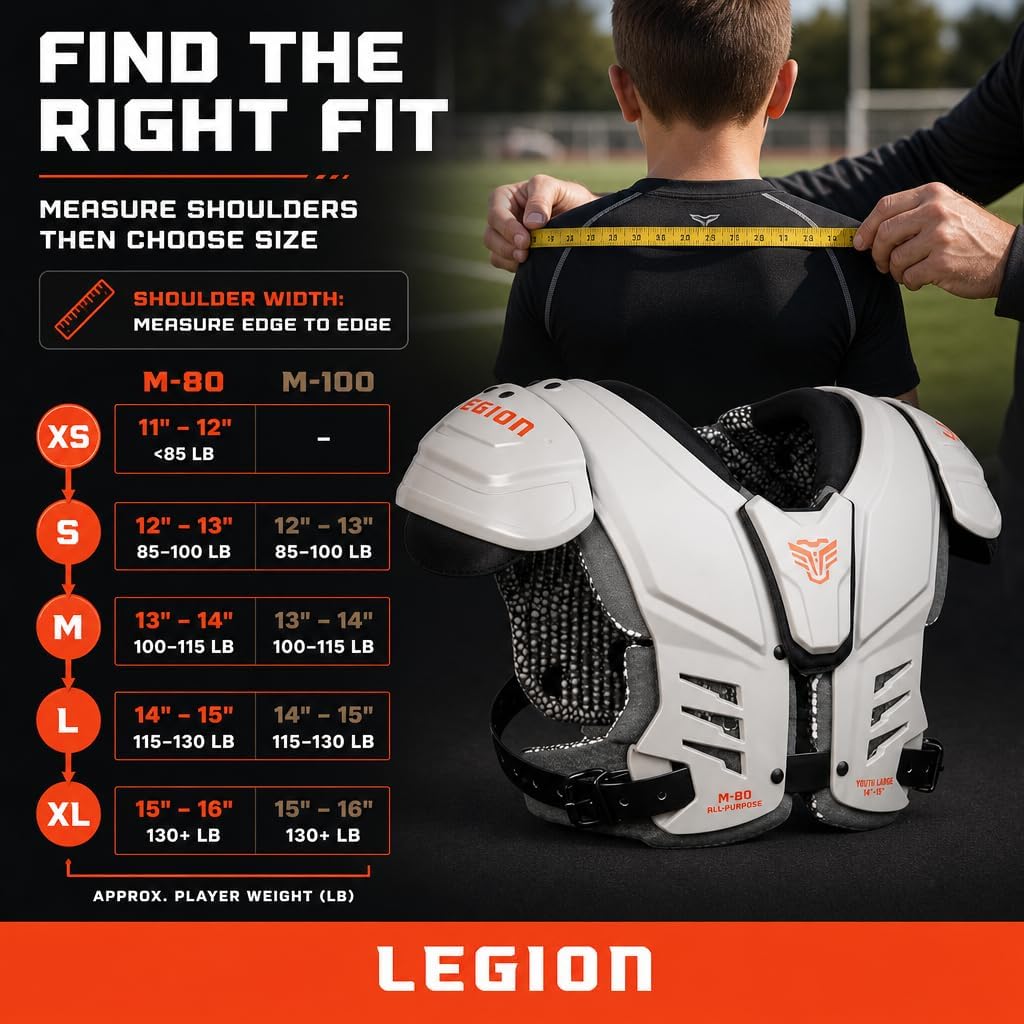 Legion Youth Football Shoulder Pads, Patents Pending, Lightweight, Optimized Mobility, Enhanced Impact Protection, Industry-Best Ventilation and Cooling