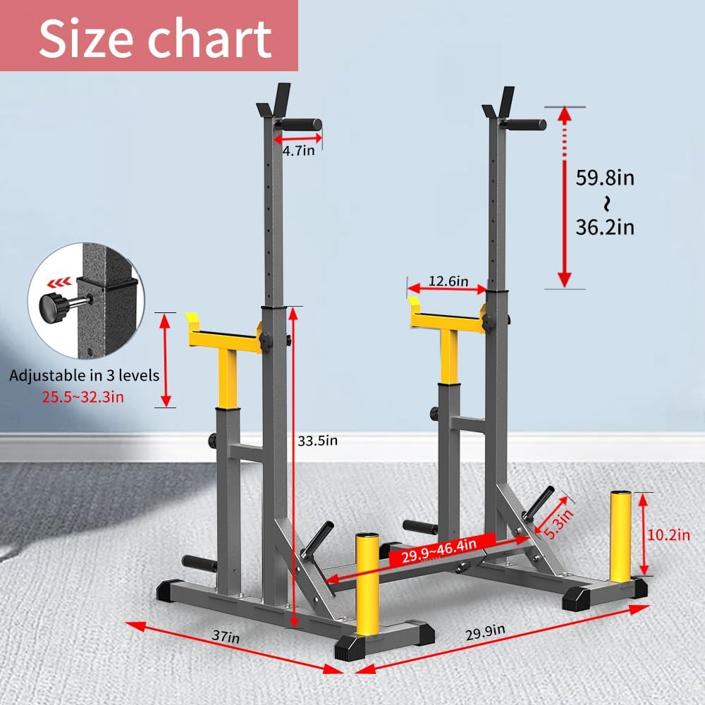 K KiNGKANG Adjustable Squat Rack,Bench Press for Home Gym Load 690LBS