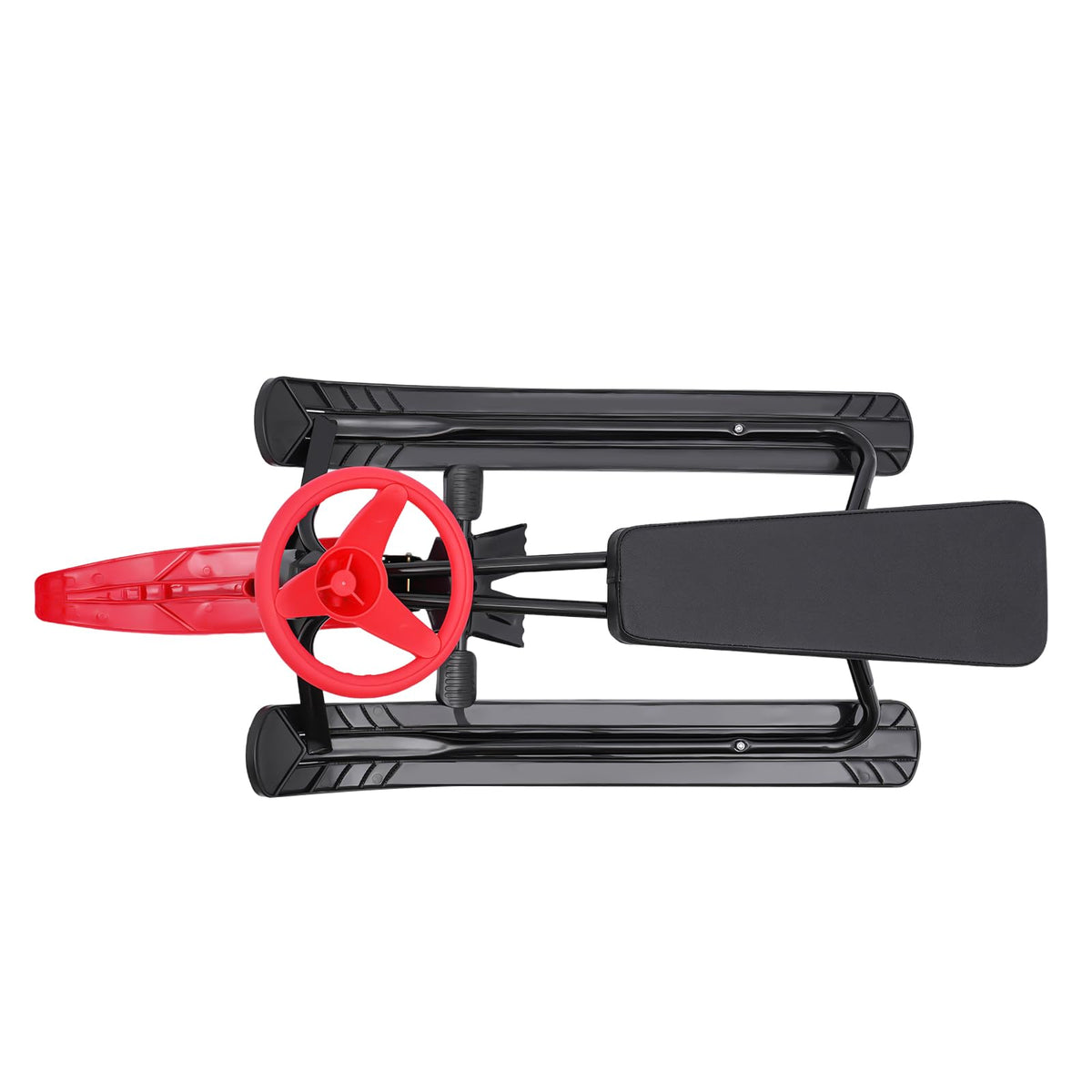 Snow Racer Sled, Steerable Ski Slider with Twin Serrated Brakes, 220lbs Load Capacity Winter Sport Sled for Adults Children