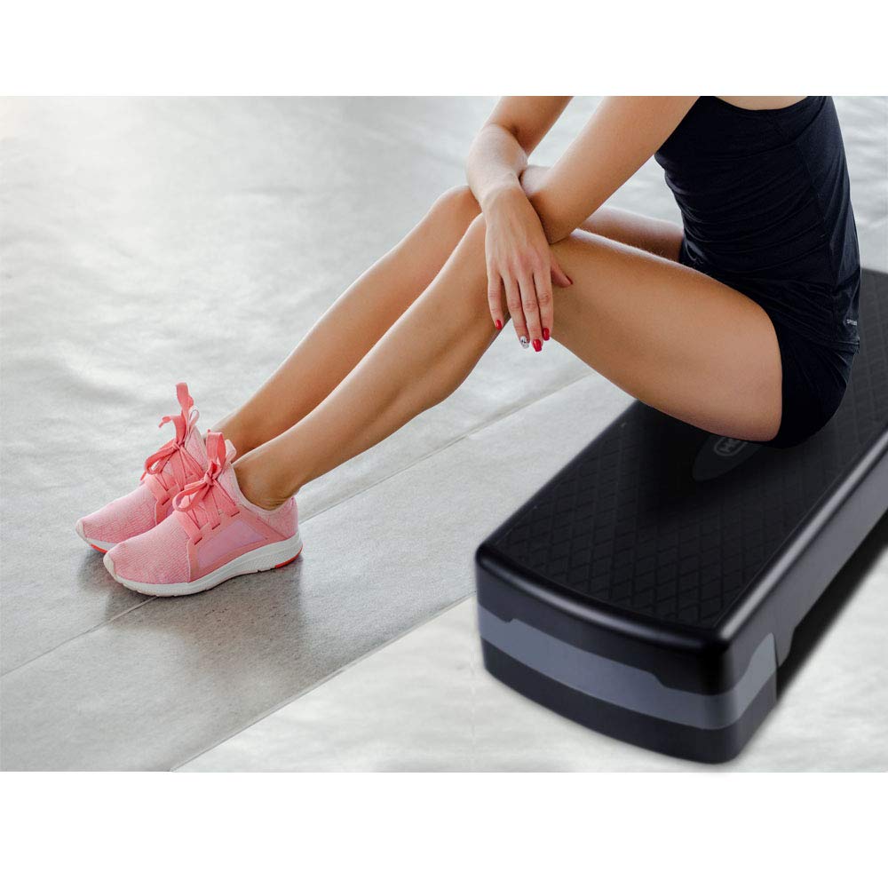 HolaHatha Compact Portable Aerobic Step Platform Exercise Fitness Equipment, Cardio Stepper with Adjustable Height for Home Gym