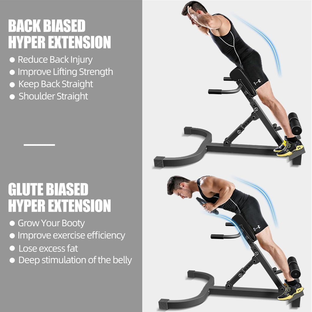 Adjustable Roman Chair 300 lb Capacity, Hyper Back Extension Bench