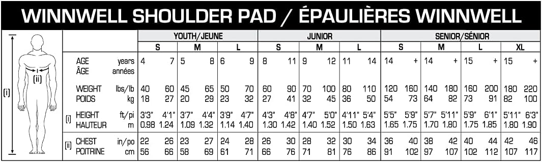 Winnwell Classic Hockey Shoulder Pads - Protective Equipment for Hockey Players - Gear for Youth, Junior & Senior