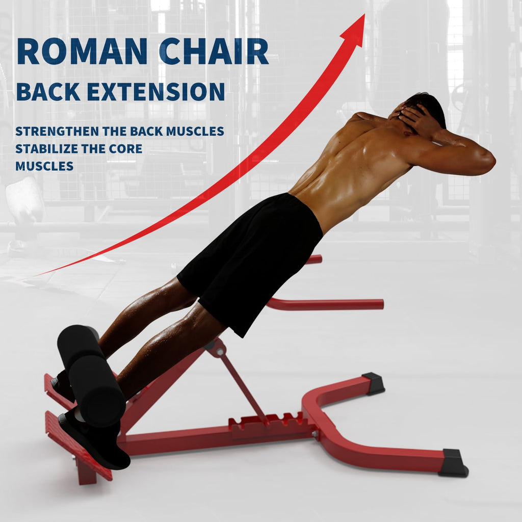 Garvee Adjustable Home Roman Chair, Multi-Angle Back Extension Bench, Abdominal Core Training Board with Foldable Anti-Slip Base