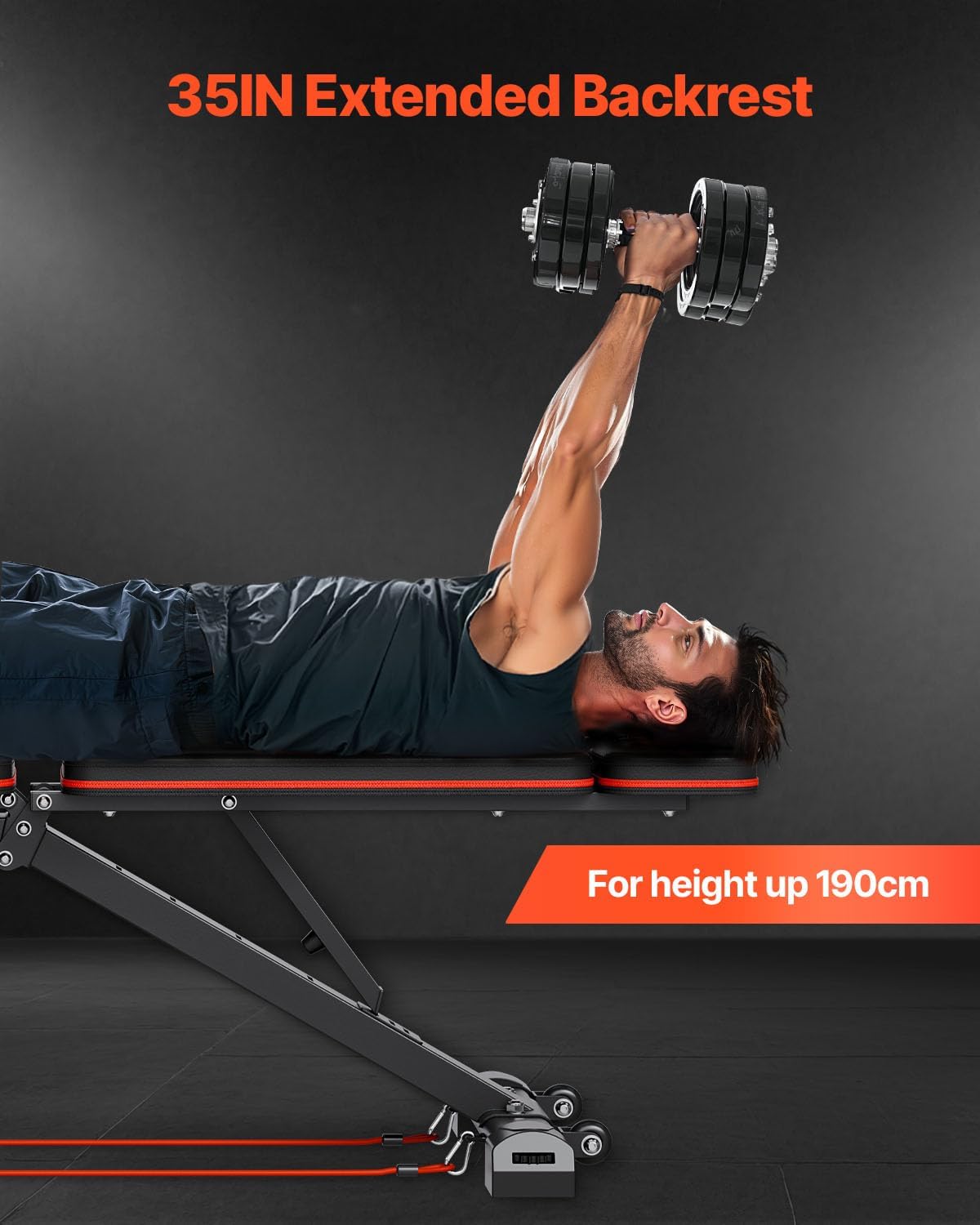VEVOR Weight Bench, 800lbs/660lbs Adjustable Weight Bench Press for Full Body Workout, Exercise Sit-up Bench for Home Gym Strength Training, Multiple Functions, Fast Adjustment