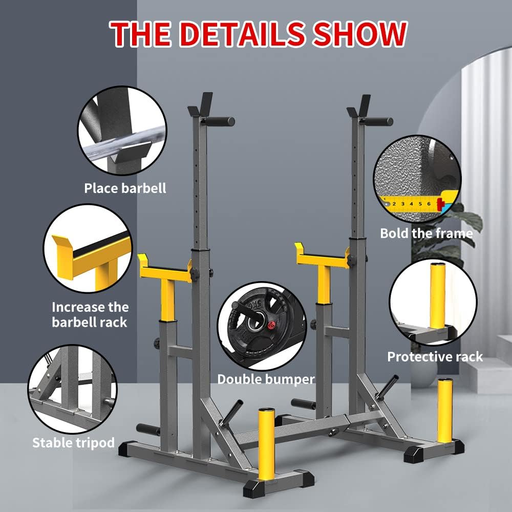 K KiNGKANG Adjustable Squat Rack,Bench Press for Home Gym Load 690LBS