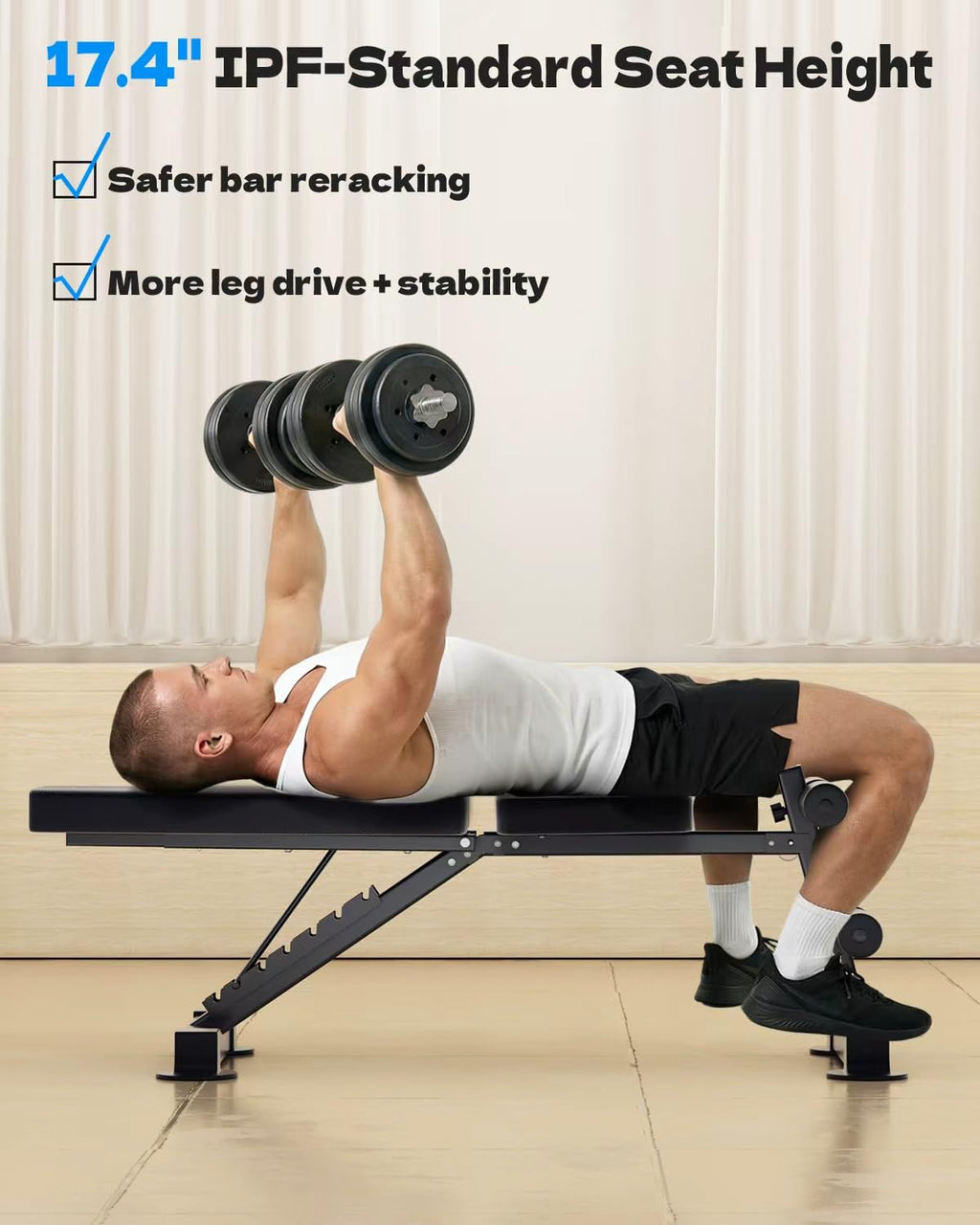 Adjustable Weight Bench, Foldable Incline Decline Flat Workout Bench for Home Gym Full Body Dumbbell Exercise, 660LBS Capacity