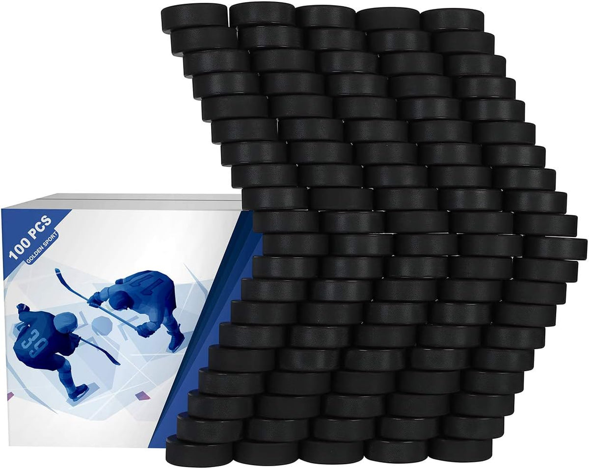 Ice Hockey Pucks, 100pcs, Black, High Grade Pucks
