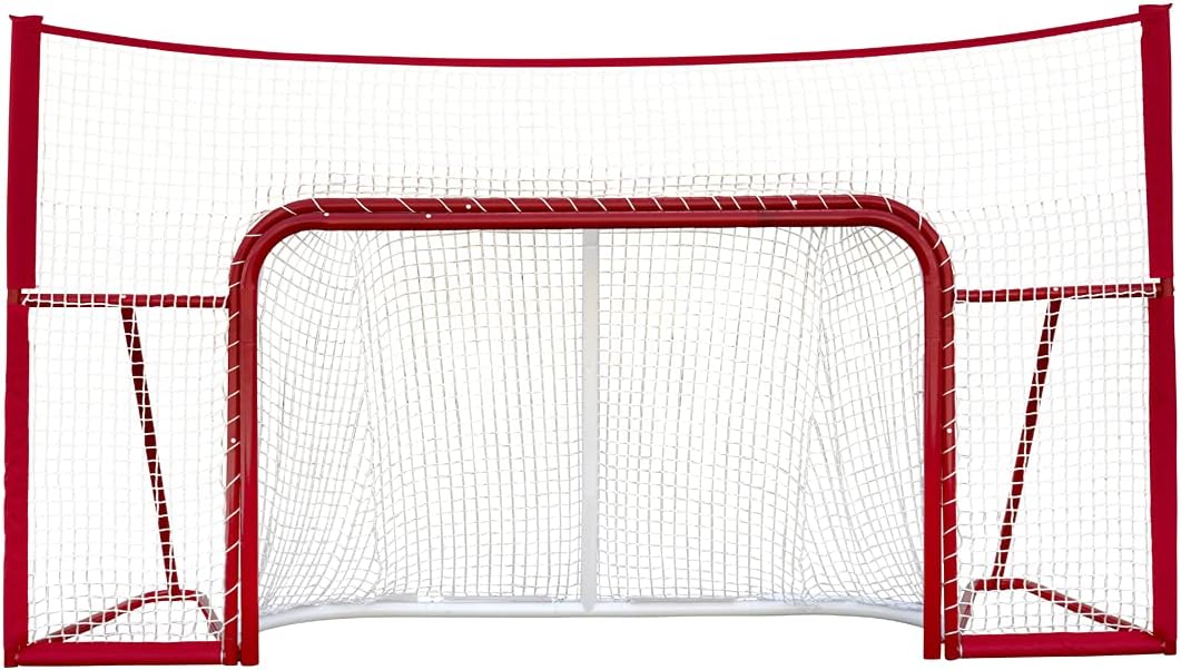 Winnwell Hockey Standalone 72" Backstop - Standalone Sports Ice & Ball Hockey Shooting Target Barrier - Heavy Duty Steel Pipe Backstop for Street & Mylec Balls Training Equipment for Driveway