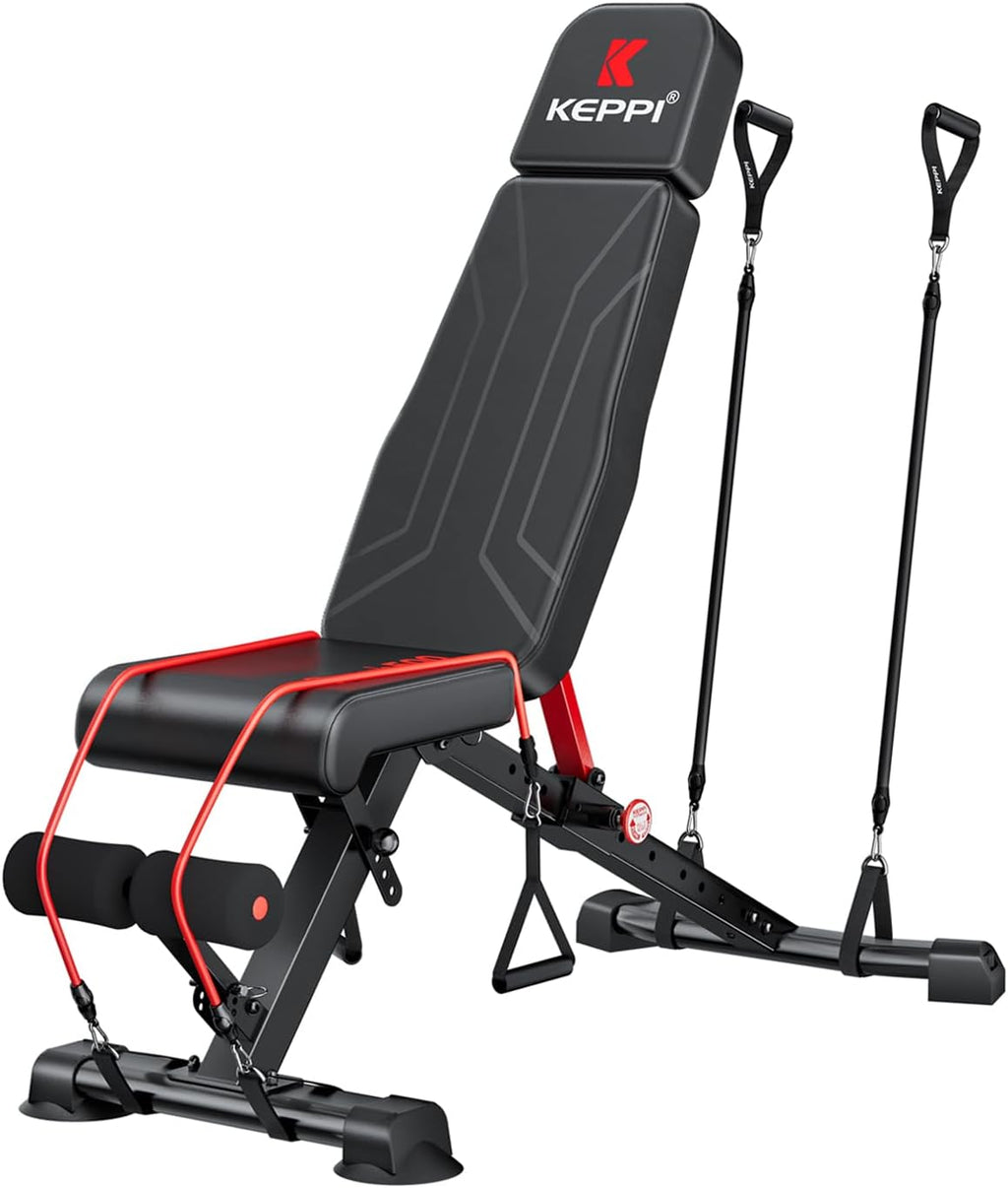 Keppi Weight Bench 900Lb, Adjustable Foldable Sturdy Bench for Home Gym