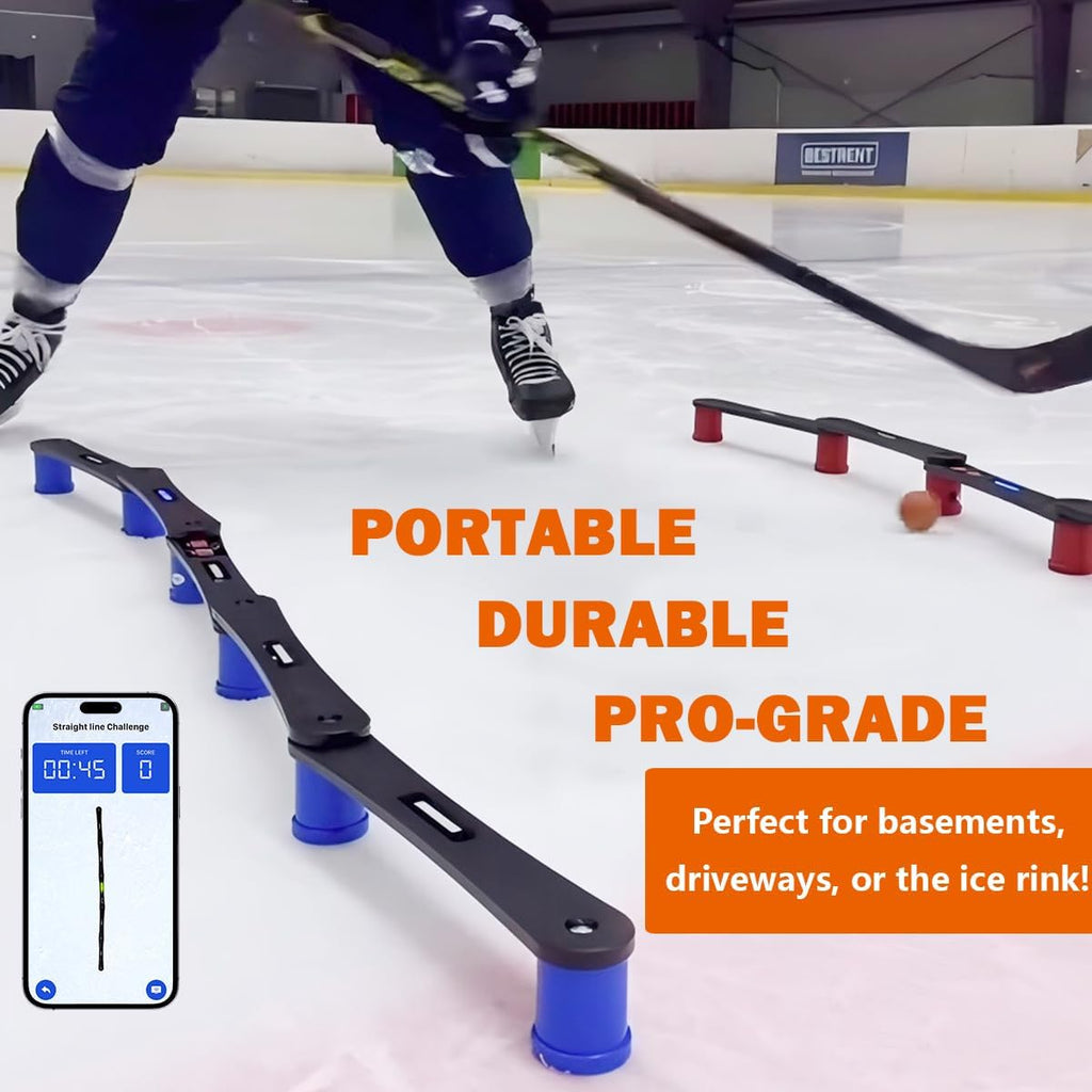 Potent Digital Stickhandling Trainer 2.0 with App-Enabled Training, Built-in Scoreboard & Countdown Timer - Practice Puck Control & Reaction Times, Portable On & Off Ice Hockey Training Aid