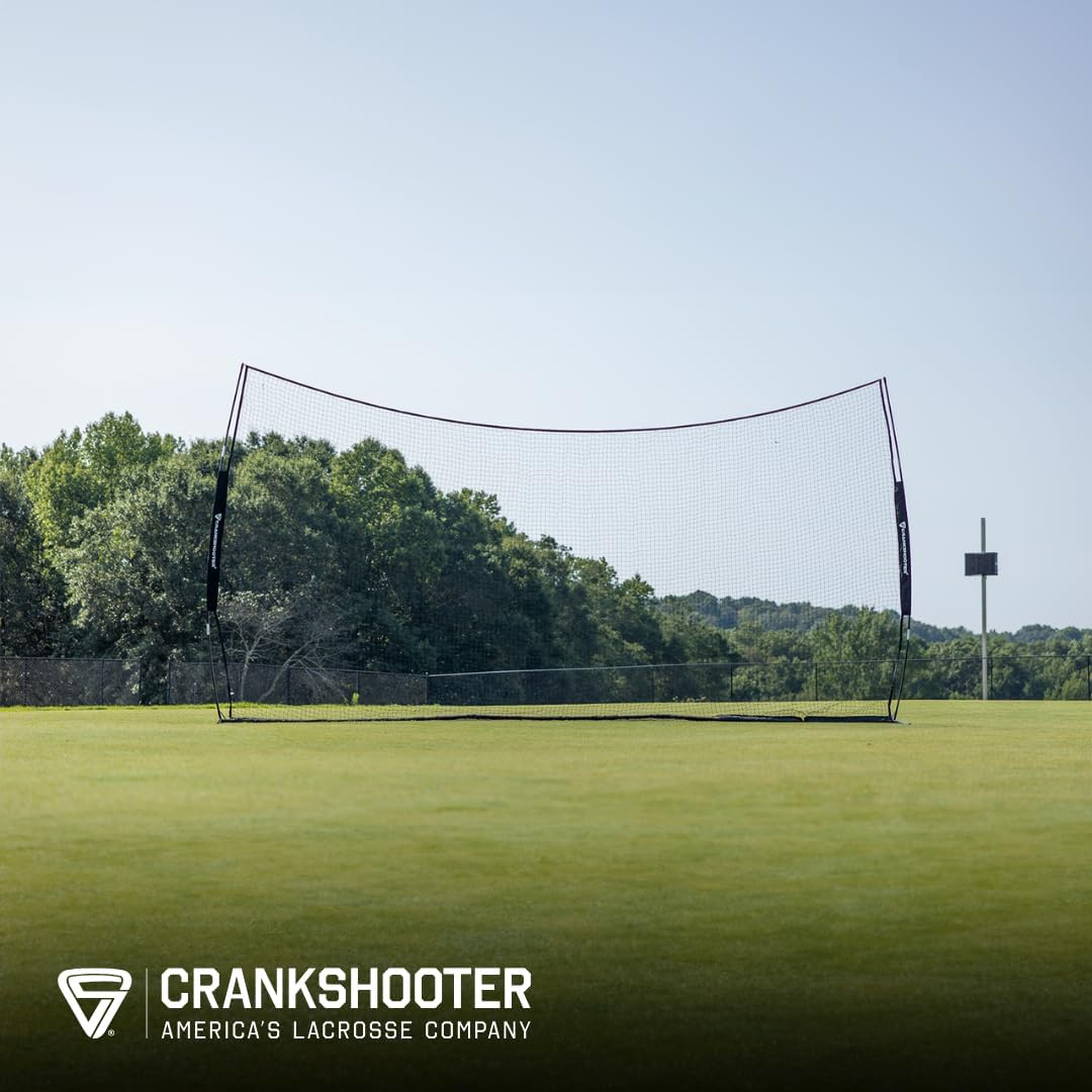 CRANKSHOOTER Lacrosse Backstop - Pop-Up Backstop for Training and Practice - Heavy Duty Training Equipment - 21' x 11' Collapsible Barrier Wall - Easy Setup & Take Down - Includes Travel Case
