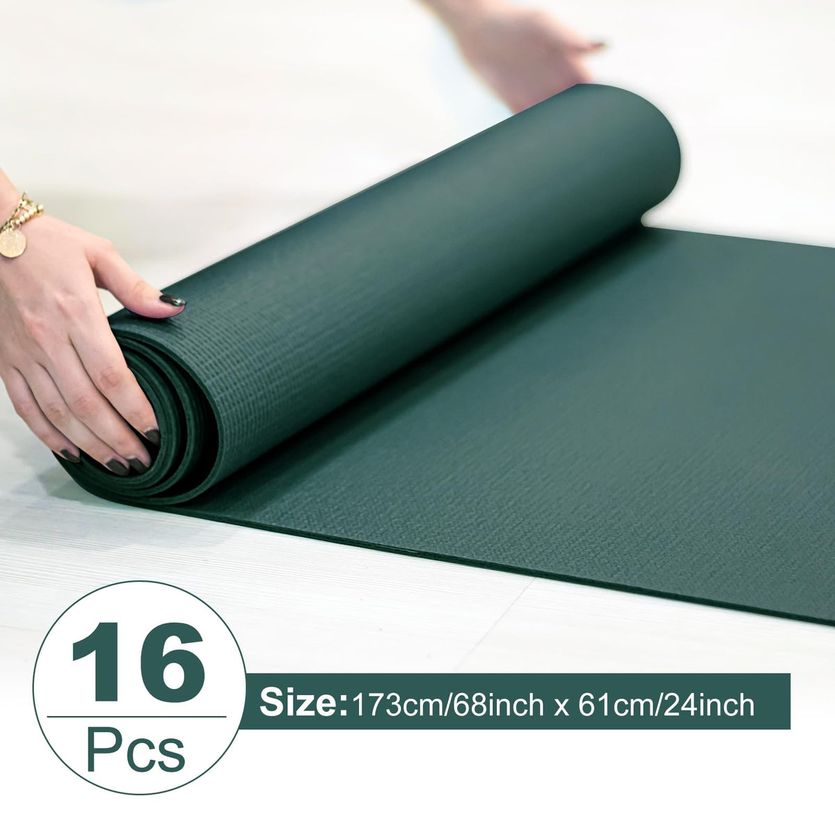 Funtery 3 mm Thin Yoga Mats Bulk, 68 x 24 in