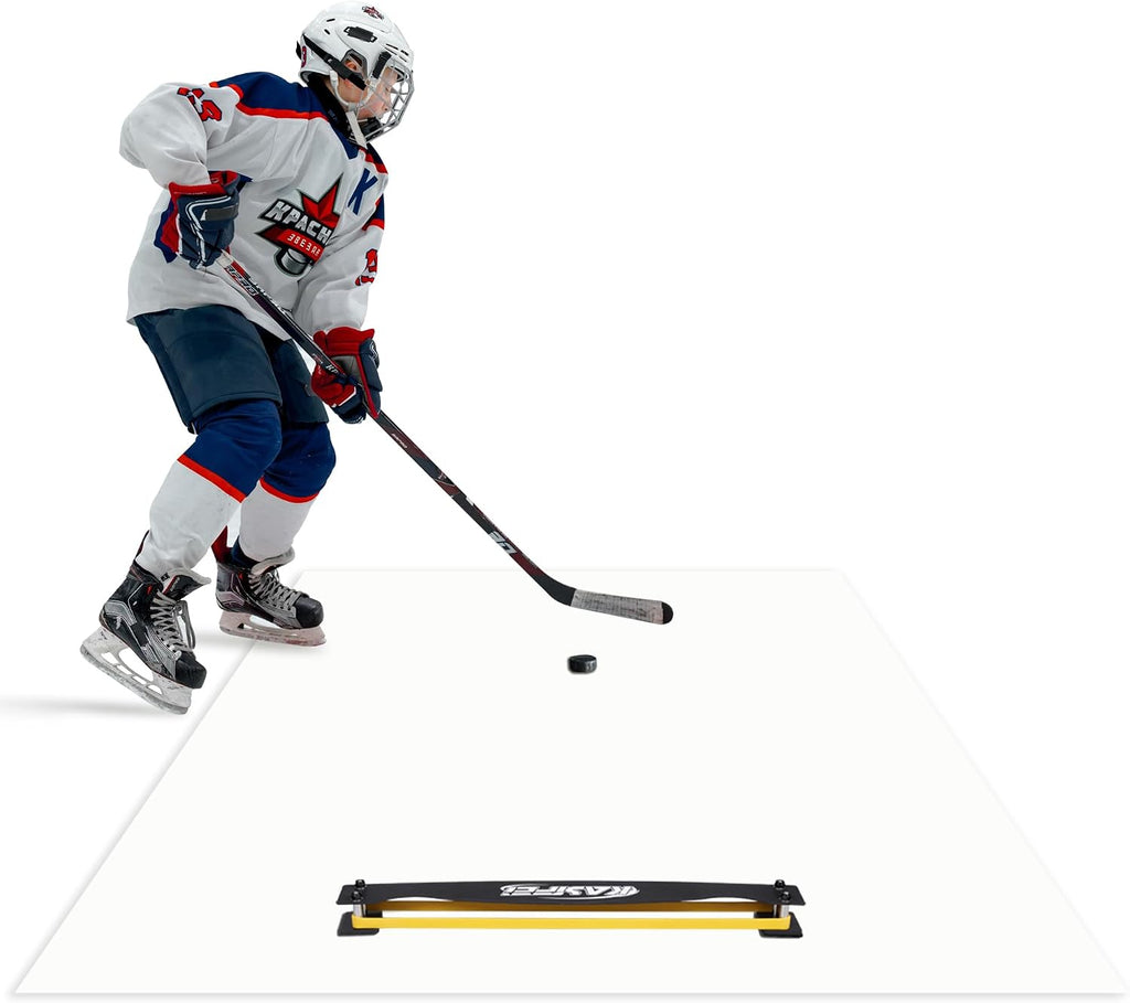 kasifei Portable Roll-Up Hockey Shooting Pad with Rebounder, Large 4.5 Foot x 10 Foot Size Professional Hockey Training Equipment for Shooting, Passing and Stickhandling