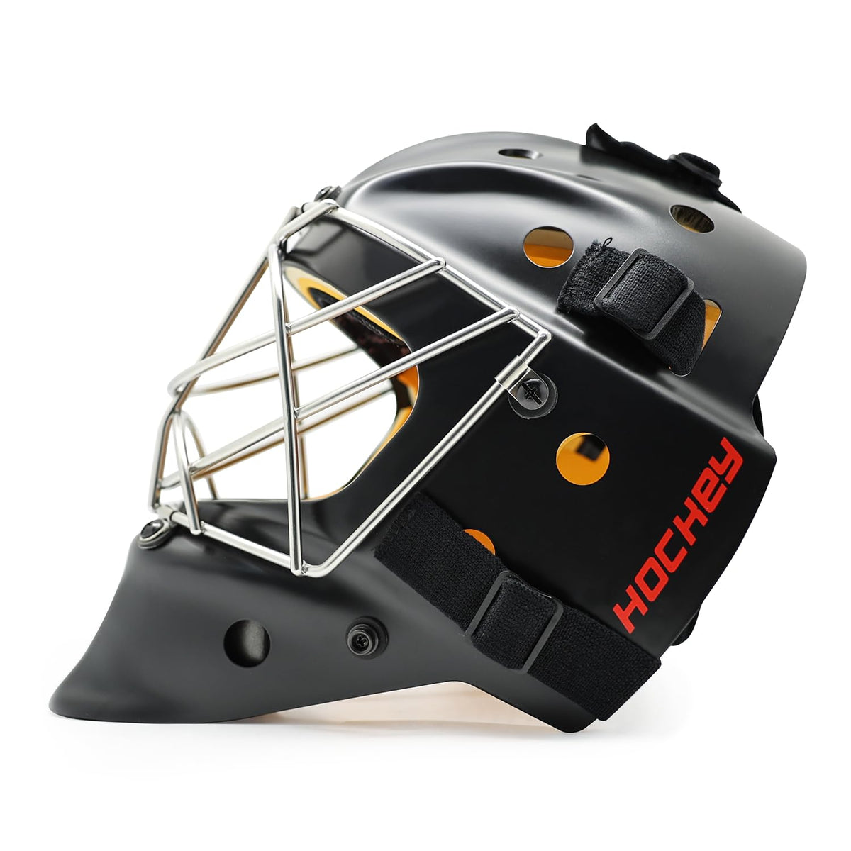 GY Hockey Helmet Combo with Facemask Senior Ice Hockey Goalie Helmet Adult/Cat-Eye Cage, Professional PC & ABS Shell/ 304 Stainless Steel Face Cage/Dual-Layer Lining