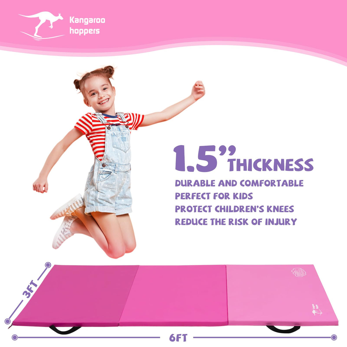 Kangaroo Hoppers Gymnastics Tumbling Mats Foldable Gym Tumble Mat for Kids