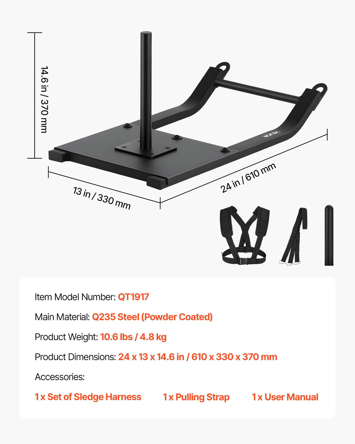 VEVOR Weight Sled,Workout Sled for Push-Pull Running & Strength Training