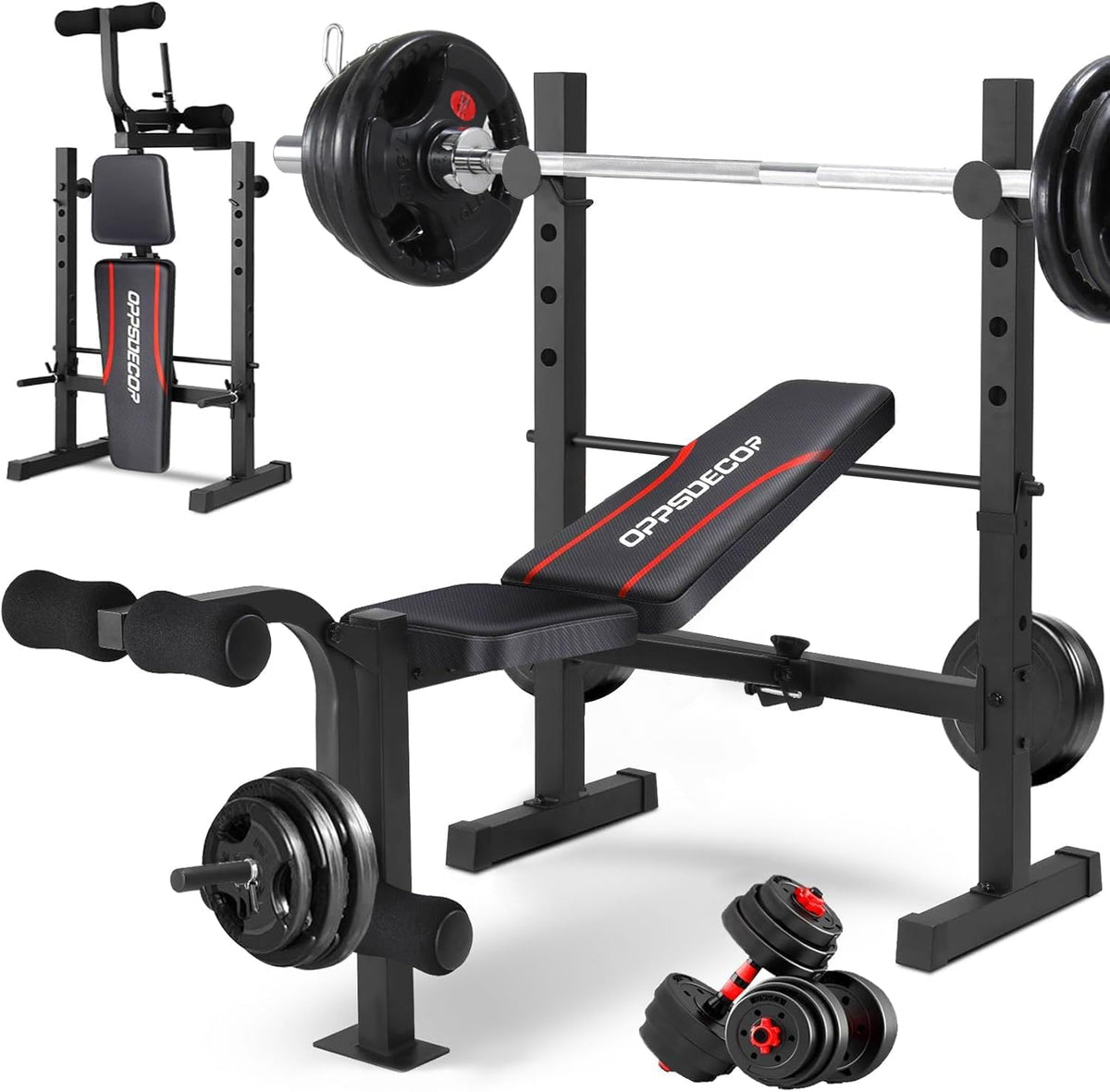 OPPSDECOR Weight Bench Set for Home Gym, 900LBS Adjustable Bench Press