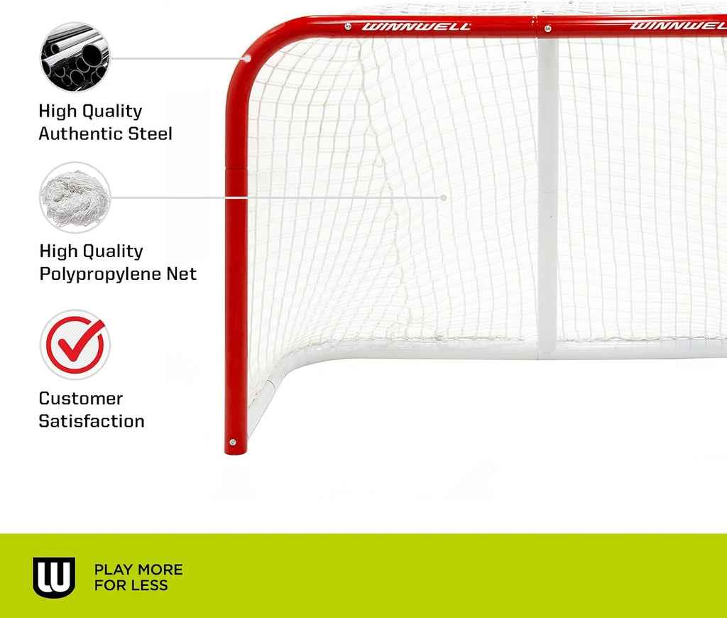Winnwell Heavy Duty Hockey Net - Indoor & Outdoor Goal Equipment - Essential Training Gear for Ice Hockey Pucks