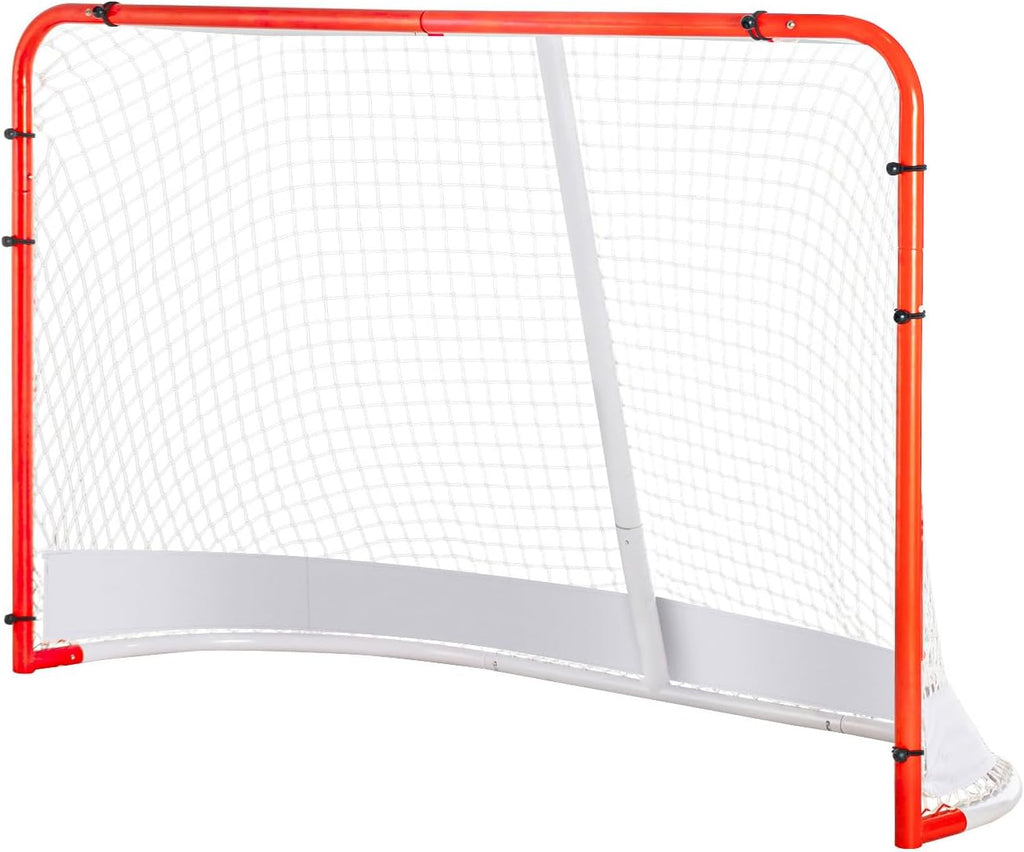 Happybuy Street Hockey Net, Indoor/Outdoor Steel Goal, 72" x 48" Portable Training Set, Easy Assembly, Official Regulation Size, White/Red